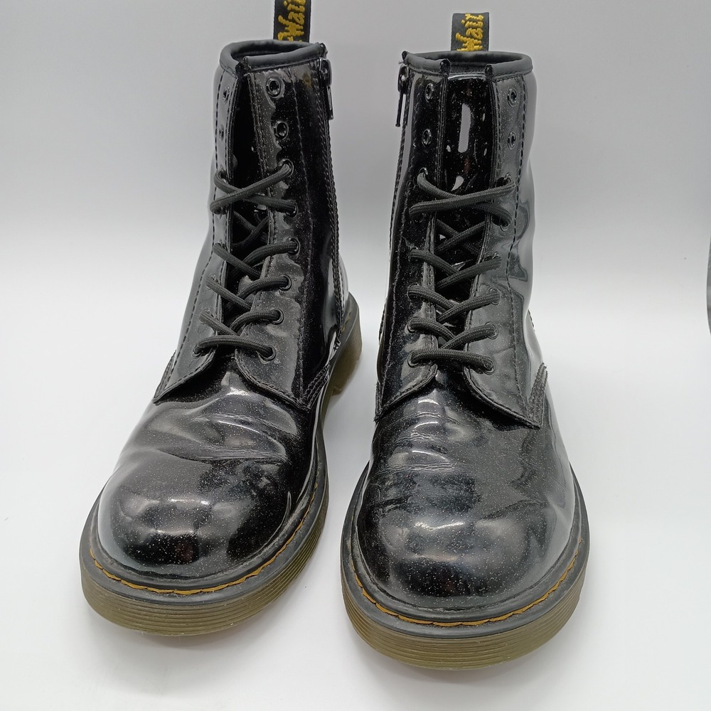 Dr. Martens 1460 Glitter Black Patent Leather Lace Up Zip Boots Womens 7 - Picture 4 of 9